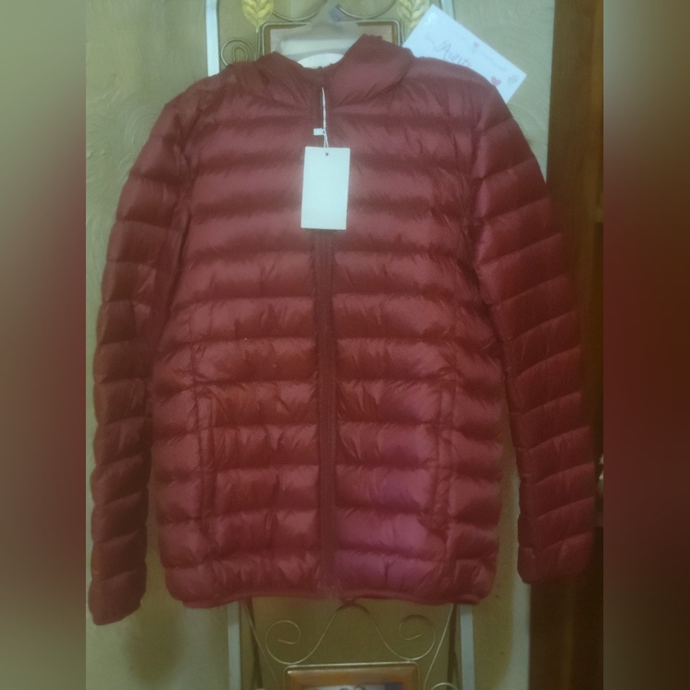 Wine small women's thin bubble coat